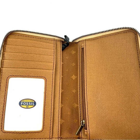 Fossil Wristlet Wallet Multicolor Faux Leather Organizer Clutch Womens - Picture 5 of 10